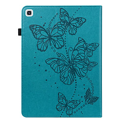 Etui en PU fermeture par bande élastique, motif papillons avec porte-carte bleu pour votre Samsung Galaxy Tab A7 10.4 (2020)