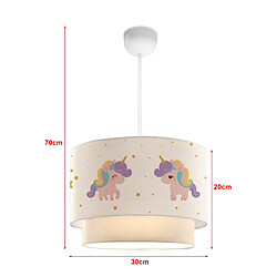 Helloshop26 Lustre lampe lumière suspendu suspension pour enfant E27 70 cm motif de licorne 03_0007548