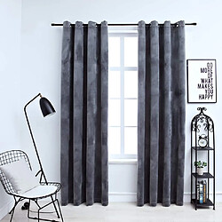 vidaXL Rideaux occultants et anneaux 2pcs Velours Anthracite 140x225cm