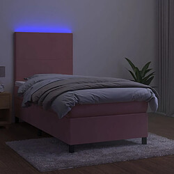 Avis vidaXL Sommier à lattes de lit et matelas et LED Rose 80x200cm Velours