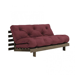 Inside 75 Canapé convertible futon ROOTS pin carob brown coloris bordeaux couchage 160x200 cm