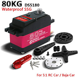 DS5180 7.4V Servomoteur 80KG Couple élevé avec 18T Modèle Voiture Cam Servomoteur pour Camion Robotique Baja Car Modèle 1/10 (180 degrés)