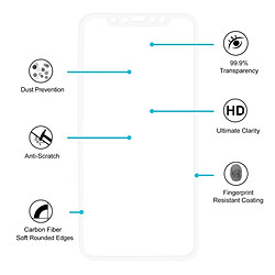 Avis Wewoo Verre trempé blanc pour iPhone X 0.26mm 9 H Surface Dureté 3D Anti-déflagrant Plein Écran En Fibre De Carbone Bords Doux Film En