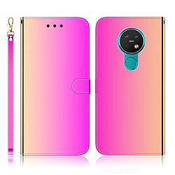 Wewoo Housse Coque Etui en cuir Flip avec surface imitation miroir pour Nokia 6.2 / 7.2 support et fentes cartes et porte-monnaie et lanière dégradé de couleur