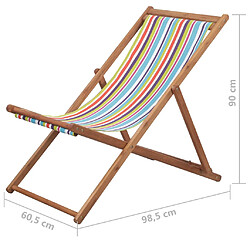 vidaXL Chaise pliable de plage Tissu et cadre en bois Multicolore pas cher