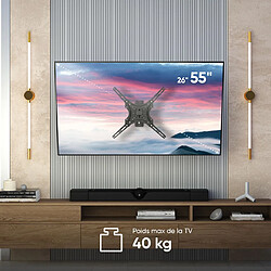 Onkron Support Television Mural Pivotant Inclinable pour 26 - 55 Pouces Ecran & TV, Support Mural TV de 40 kg - Bras TV Mural Articulé avec VESA 75x75 - VESA 400x400/Fixation Murale TV STE344-B Noir