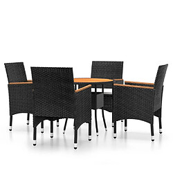 Maison Chic Salon de jardin de salle à manger 5 pcs,Table et Chaises d'extérieur,Mobilier de jardin Résine tressée Noir -MN65053