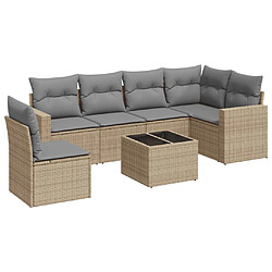 vidaXL Salon de jardin avec coussins 7 pcs beige résine tressée