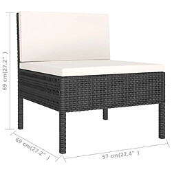 Maison Chic Salon de jardin 2 pcs avec coussins - Table et chaises d'extérieur - Mobilier/Meubles de jardin Moderne Résine tressée Noir -MN88900 pas cher