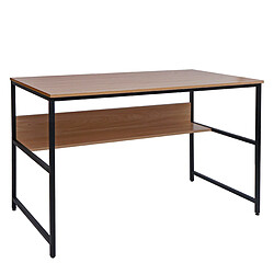 Decoshop26 Bureau table d'ordinateur espace de rangement sous le plateau de table 120x60 cm en MDF naturel et métal 04_0006063