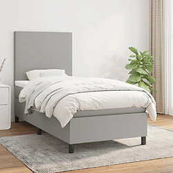 vidaXL Sommier à lattes de lit avec matelas Gris clair 90x200 cm Tissu