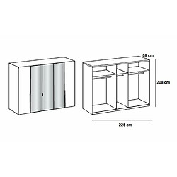 Avis Inside 75 Armoire 5 portes 3 miroirs WILMA 225 cm blanche