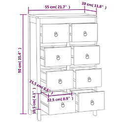 vidaXL Commode 55x30x90 cm Bois massif de teck pas cher