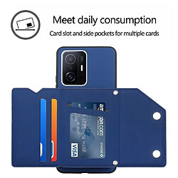 Coque en TPU + PU avec béquille, porte-cartes et bandoulière saphire pour votre Xiaomi 11T/11T Pro