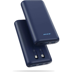 SANAG Batterie Externe 26800Mah Avec 2 Câble Intégré, Pd 25W Qc 4.0 Charge Rapide Batterie Portable Usb C Entrée & Sortie Power Bank Avec 5 Sorties 2 Entrées Compatible Avec Iphone Samsung Ipad-Bleu