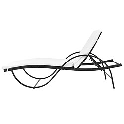 Maison Chic Chaise longue avec coussin | Bain de soleil Relax | Transat Résine tressée Noir -GKD49636 pas cher