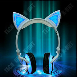 Avis Tech Discount TD® Blanc personnalisé cadeau créatif oreilles de chat chargeant des écouteurs de musique lumineuse multi-couleur téléphone portable