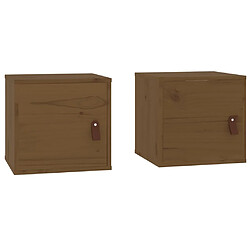 vidaXL Armoires murales 2pcs Marron miel 31,5x30x30 cm Bois pin massif