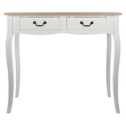 Console en bois avec 2 tiroirs, coloris blanc/chêne - Dim : L.87 x l.34 x H.78 cm -PEGANE-