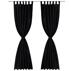 vidaXL 2 pcs Rideau à Passant Micro Satin Noir 140 x 175 cm