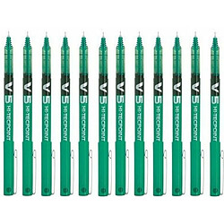 Biros à encre liquide Pilot Roller V-5 Vert 12 Unités