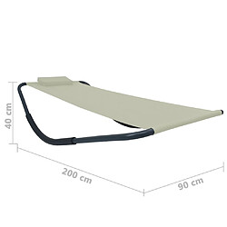 vidaXL Lit de jardin Crème 200x90 cm Acier pas cher