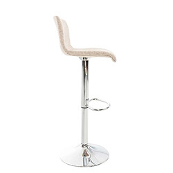 Avis Decoshop26 Tabouret de bar x1 avec repose-pieds pivotant dossier incurvé en tissu crème et métal chromé 10_0004966