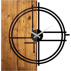 Hanah Home Horloge en bois et métal Clock Cercle.