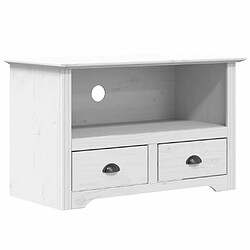 Maison Chic Meuble TV scandinave avec 2 tiroirs - Banc TV pour salon BODO blanc 91x43x56 cm bois massif pin -MN99132