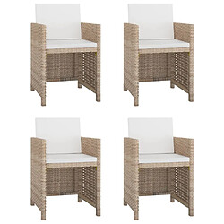 Maison Chic Salon de jardin 5 pcs + coussins - Mobilier/Meubles de jardin - Table et chaises d'extérieur Résine tressée Beige -MN50784