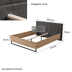 Homestyle4U Lit en Bois Rembourré 180x200 cm Sommier à Lattes