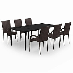 vidaXL Ensemble à manger de jardin 7 pcs Marron et noir