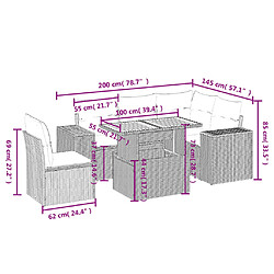 Avis vidaXL Salon de jardin 6 pcs avec coussins noir résine tressée