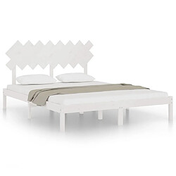 Maison Chic Lit adulte - Lit simple Cadre de lit,Structure du lit Contemporain Blanc 160x200 cm Bois massif -MN58480