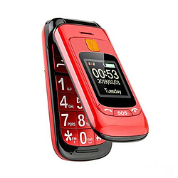 Yonis Téléphone Portable 2.4 Pouces Dual SIM SOS FM Téléphone Portable 2.4 Pouces Dual SIM Boutons Grands SOS FM Batterie Longue Durée Rouge YONIS