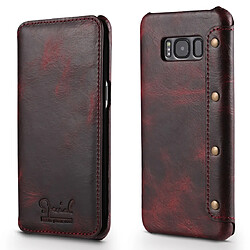 Wewoo Housse Coque Pour Galaxy S8 Plus Denior Oil Wax Peau de vache en cuir à rabat horizontal simple avec fentes cartes et portefeuille rouge foncé