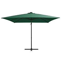 Maison Chic Parasol Jardin | Parasol déporté avec LED et mat en acier 250x250 cm Vert - GKD47513