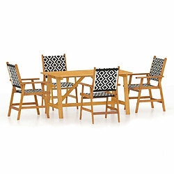 Salle à manger de jardin 5 pcs,Table et chaise à dîner Bois d'acacia solide -MN85792