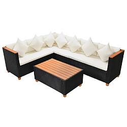 Maison Chic Salon de jardin 4 pcs + coussins - Mobilier/Meubles de jardin - Table et chaises d'extérieur Résine tressée Noir -MN28665