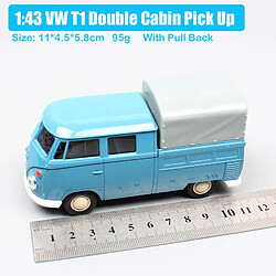 Universal 1/36 Mini T1 Double Cabin Pickup Voiture Camion Cargo Instrument Bateau mère Véhicule Moulé sous pression Tirer à l'échelle du jouet Modèle garçon(Bleu)