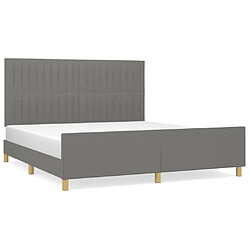 Maison Chic Lit adulte - Cadre Structure de lit avec tête de lit Contemporain Gris foncé 160 x 200 cm Tissu -MN18169