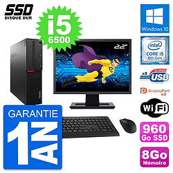 PC Lenovo M800 SFF Ecran 22" Intel i5-6500 RAM 8Go SSD 960Go Windows 10 Wifi - Occasion