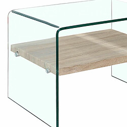 Avis Meubletmoi Table d'appoint en verre trempé et étagère en bois décor chêne - ICE