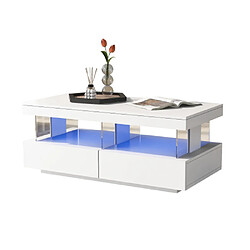 ComfortXL Table Basse Moderne Avec Éclairage Led Et Panneaux En Verre