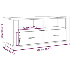 vidaXL Meuble TV Blanc 100x35x40 cm Bois d'ingénierie pas cher