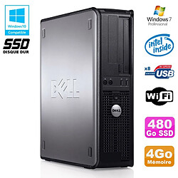 PC DELL Optiplex 380 DT Core 2 Duo E7500 2,92Ghz 4Go DDR3 480Go SSD Win 7 Pro - Occasion