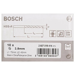 Bosch 2607018414 Foret à métaux laminé HSS-R DIN 338 Ø 3,8 mm 10 pièces