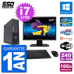 PC Dell T1700 SFF Ecran 22" Intel i7-4790 RAM 16Go SSD 240Go Windows 10 Wifi - Occasion