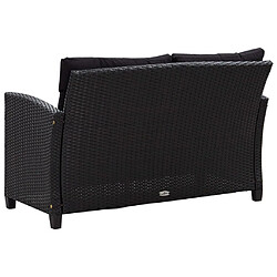 Avis Maison Chic Canapé 2 places de jardin et coussins | Canapé d'extérieur | Fauteuil,Banquette Jardin Noir 124cm Résine tressée -MN16504