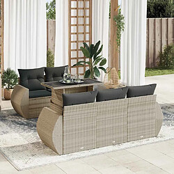 vidaXL Salon de jardin 6 pcs avec coussins gris clair résine tressée